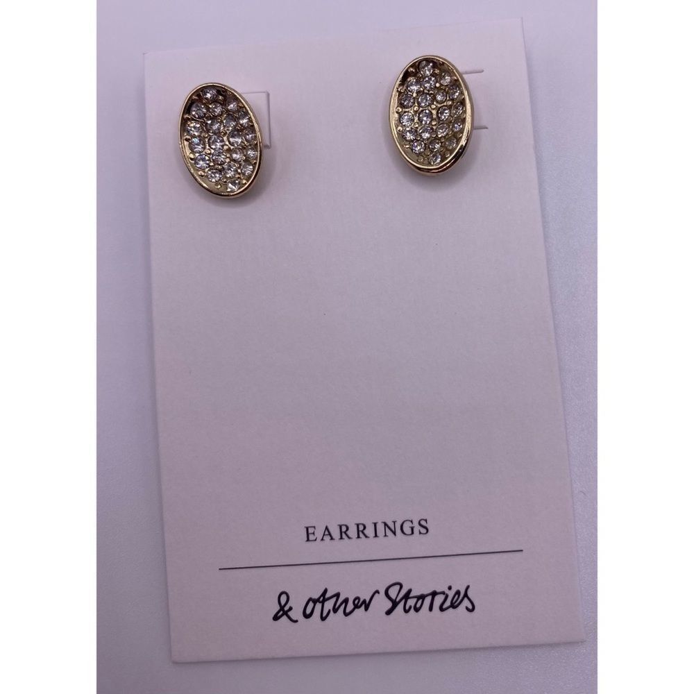 & Other Stories Gold Pave Oval Stud Earrings